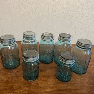 Vintage Blue Ball Mason Jars Lot of 7 – Farmhouse Rustic Décor